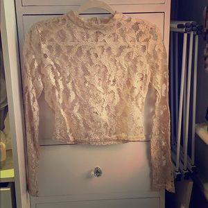 Sheer Mesh Lace Shirt